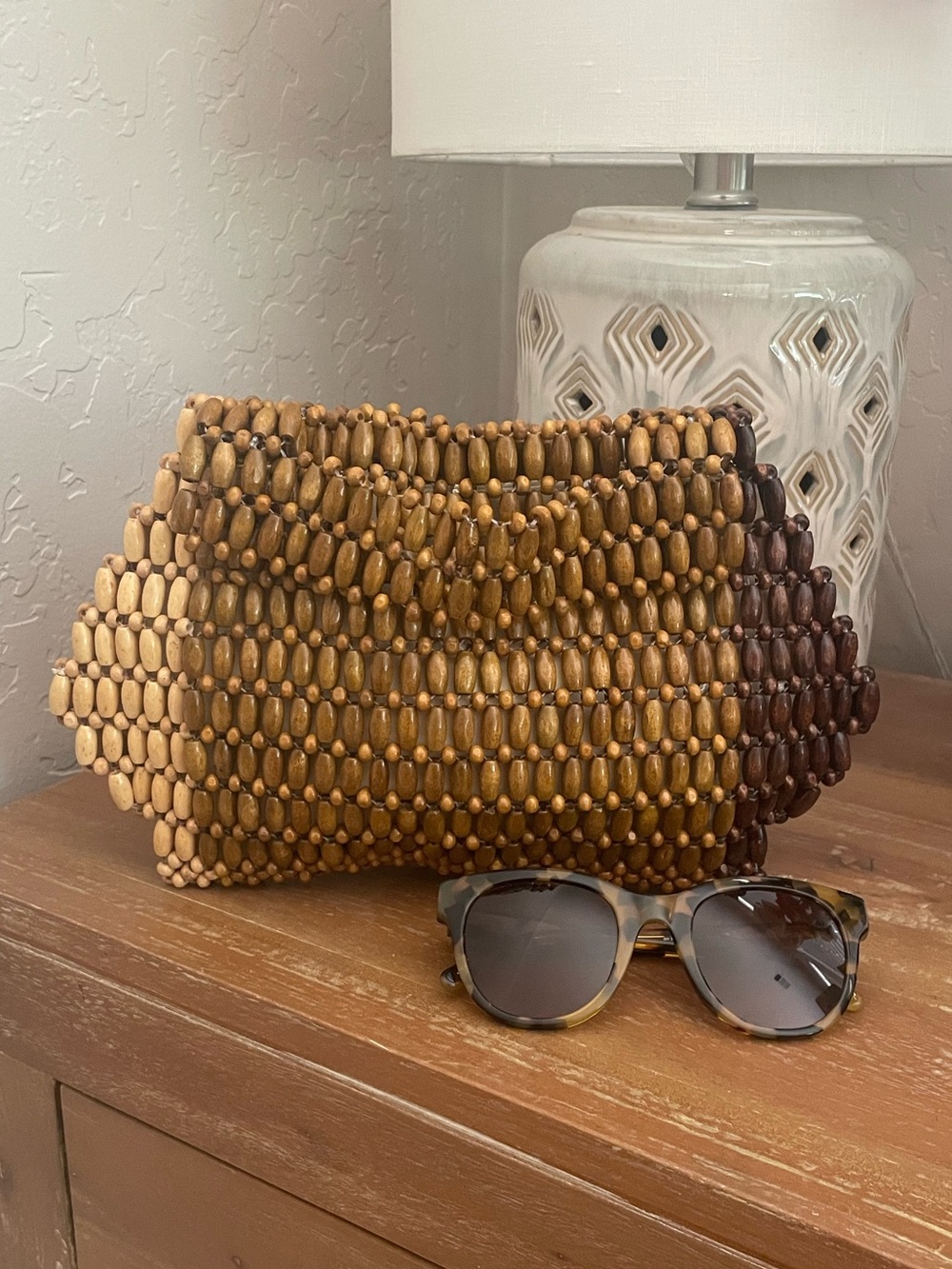 Wooden Beaded Handbag Top Handle
